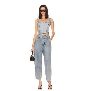 ALL SAINTS Sammy Paperbag Jeans: Mid-Indigo Blue-size 6